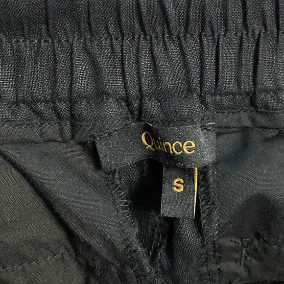 Quince Pants Womens Small Black 100% Linen Wide Leg Elastic Waist - Picture 4 of 5